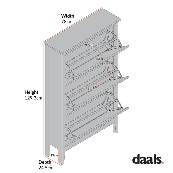 Oakham 3-Tier Shoe Cabinet, Nude Pink