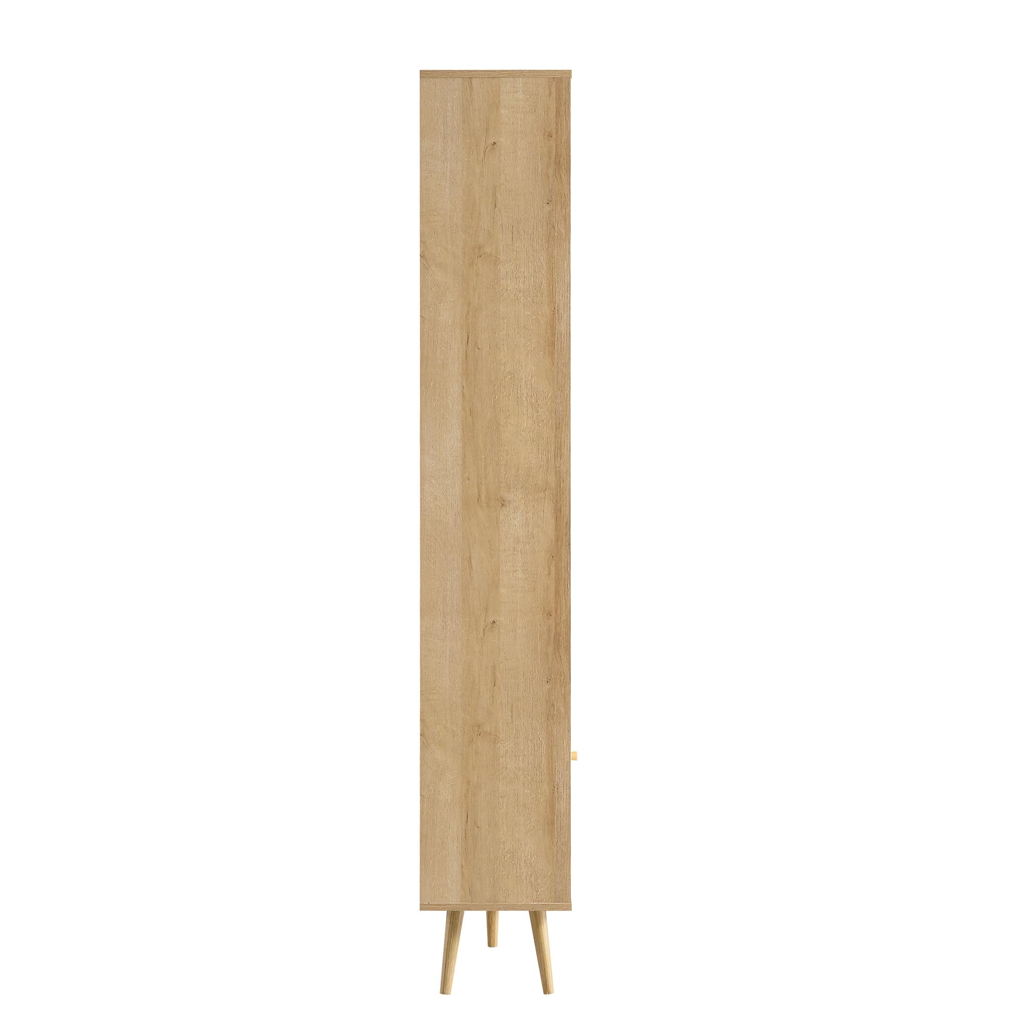 Frances Woven Rattan Tall Bookcase with Doors, Natural