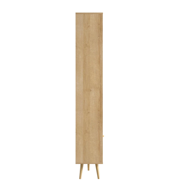 Frances Woven Rattan Tall Bookcase with Doors, Natural