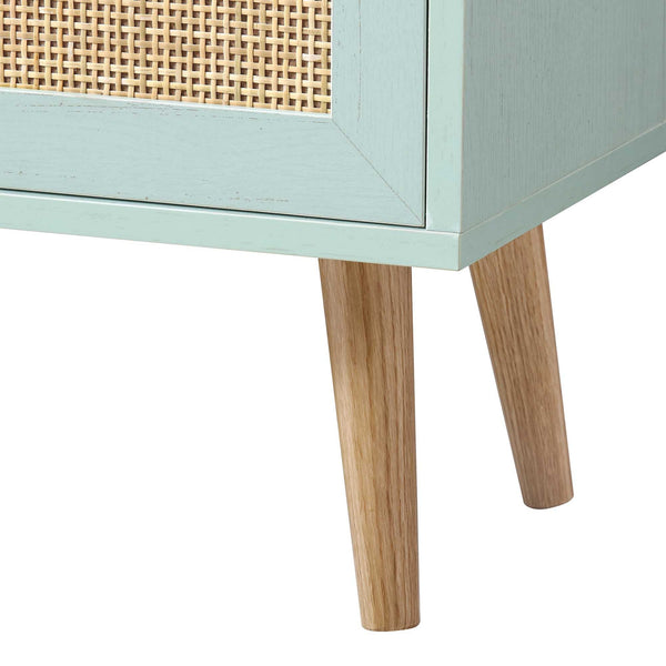 Frances Woven Rattan Bookcase with Doors, Mint