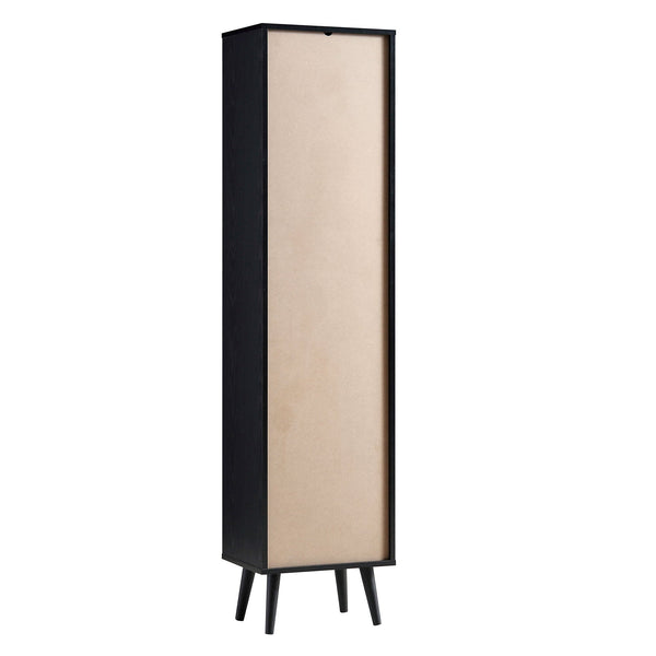 Frances Woven Rattan Tallboy Bathroom Unit, Black