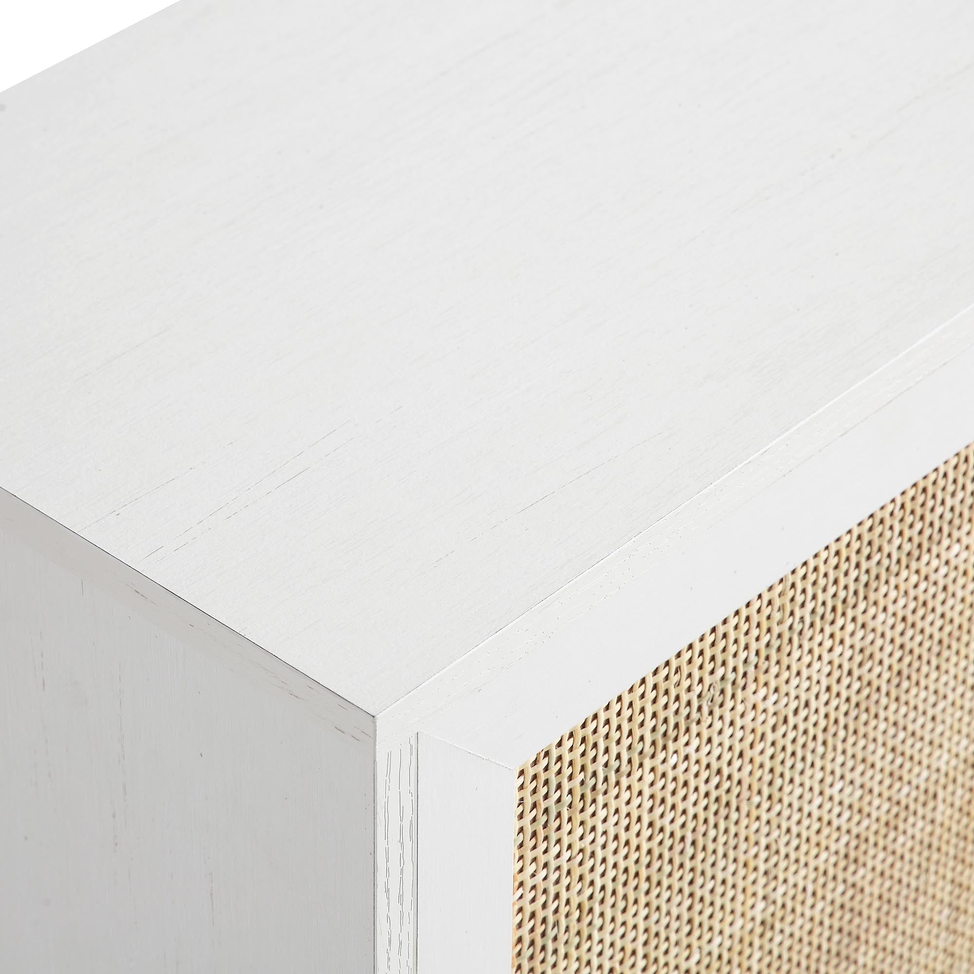 Frances Woven Rattan Tallboy Bathroom Unit, White