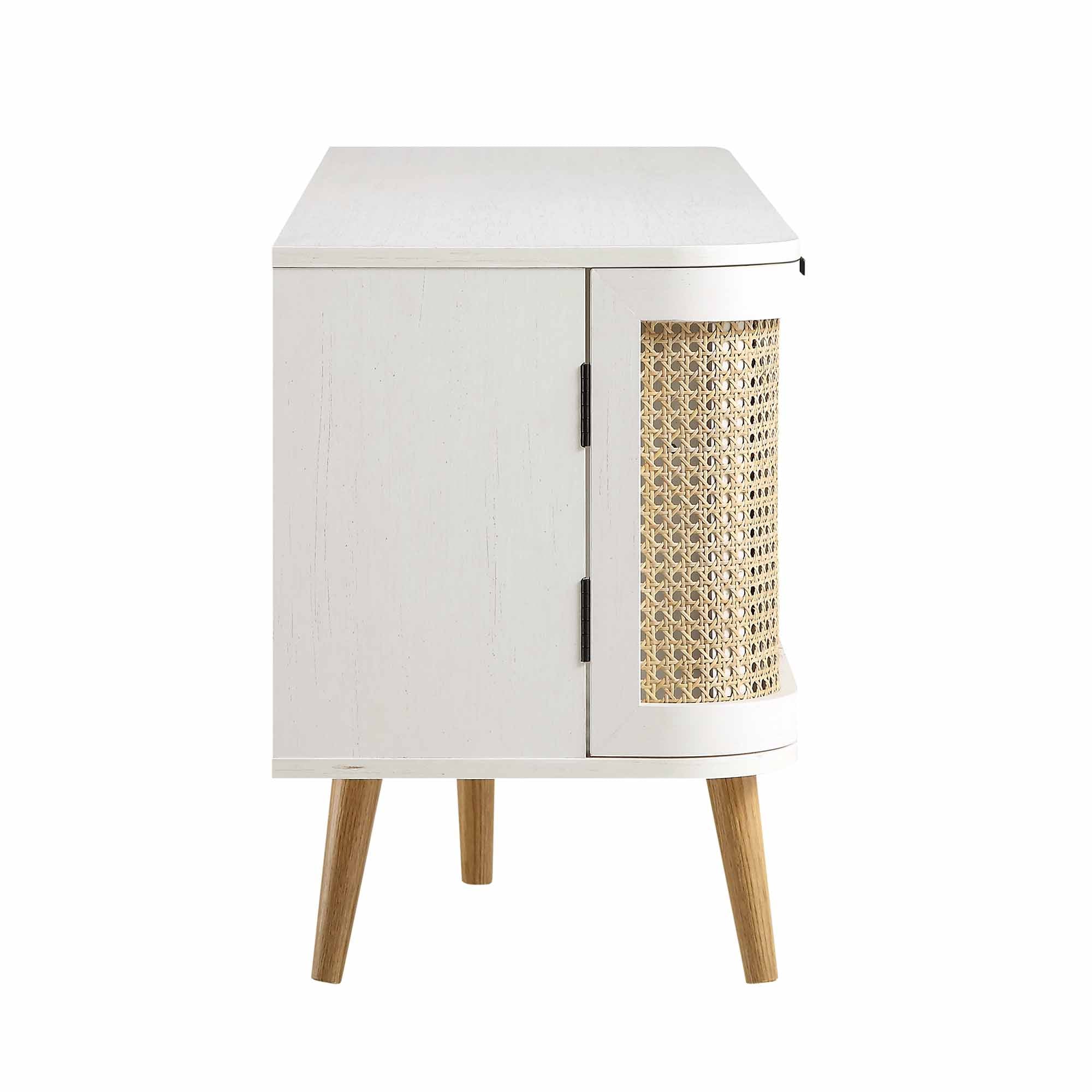 Izzy Curved Rattan 150cm TV Unit, White