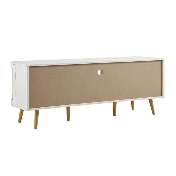 Izzy Curved Rattan 150cm TV Unit, White