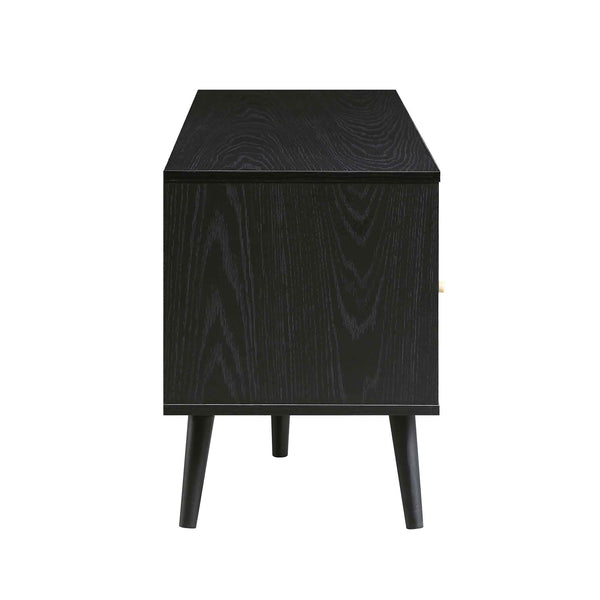 Frances Woven Rattan 160cm 3-Drawer TV Unit, Black