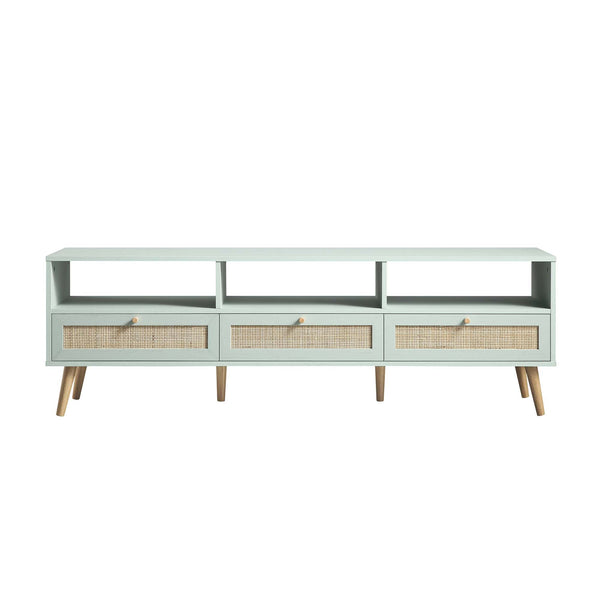 Frances Woven Rattan 160cm 3-Drawer TV Unit, Mint