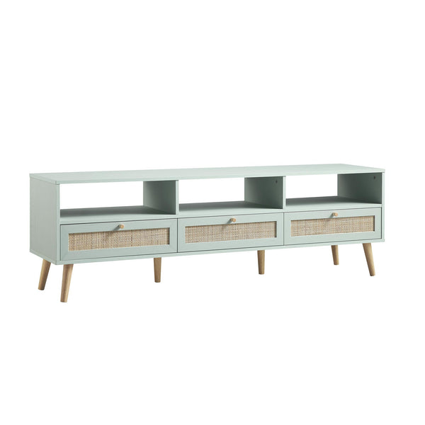 Frances Woven Rattan 160cm 3-Drawer TV Unit, Mint