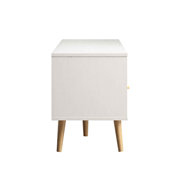 Frances Woven Rattan 160cm 3-Drawer TV Unit, White