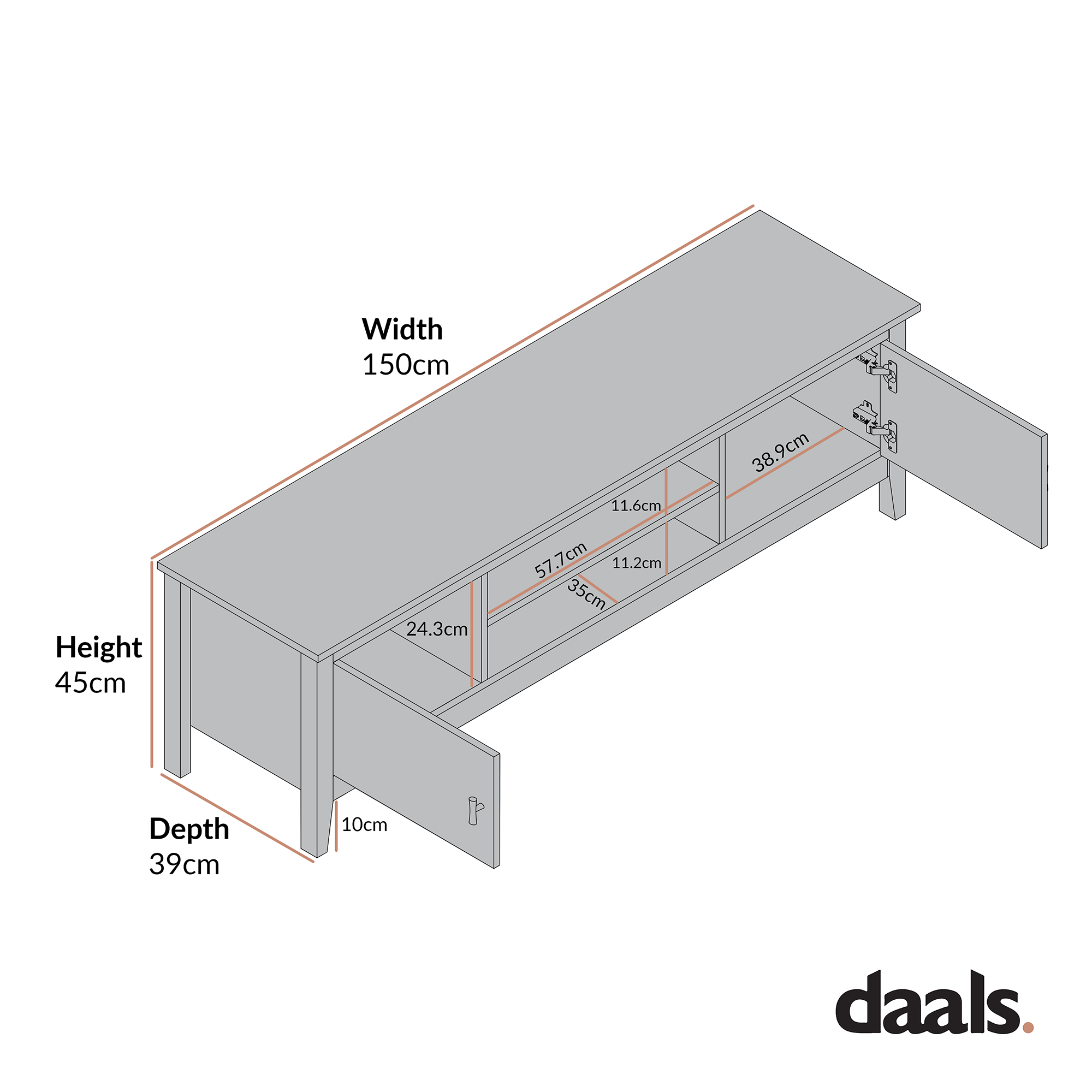 Oakham 150cm TV Unit, Desert Sage