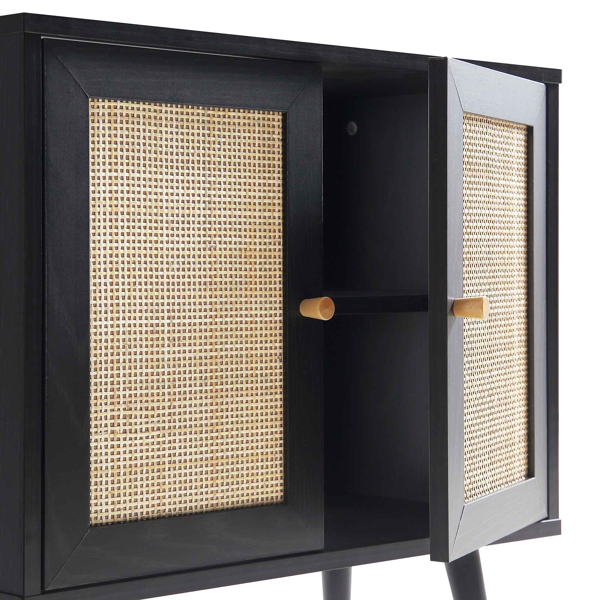 Frances Woven Rattan 2-Door Bathroom Undersink Unit, Black