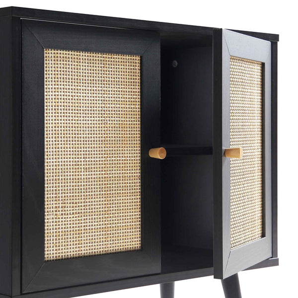 Frances Woven Rattan 2-Door Bathroom Undersink Unit, Black