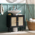 Frances Woven Rattan 2-Door Bathroom Undersink Unit, Black