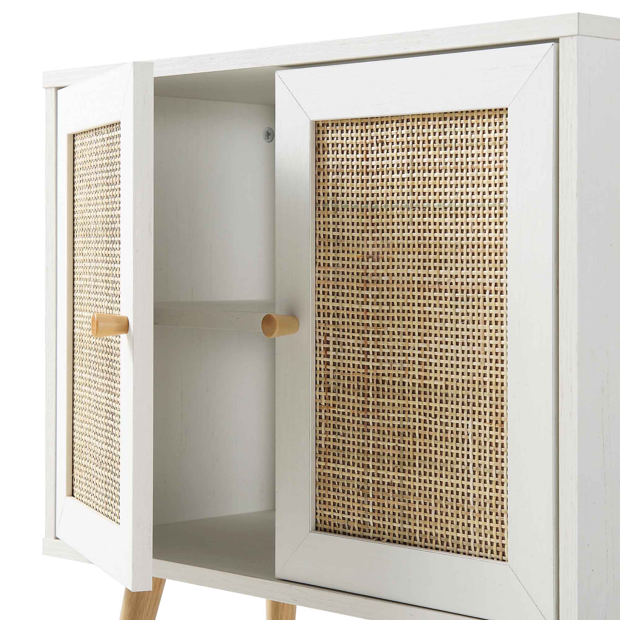 Frances Woven Rattan 2-Door Bathroom Undersink Unit, White