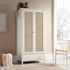 Frances Rattan Double Wardrobe with 1 Drawer, White