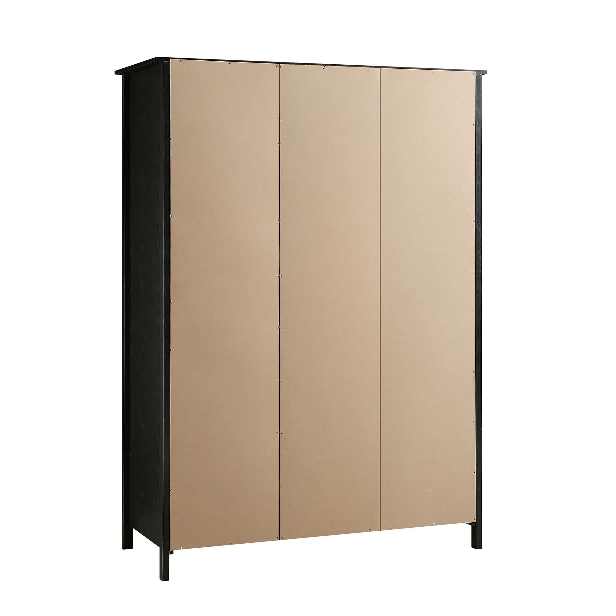 Frances Rattan Triple Wardrobe with 2 Drawers, Black