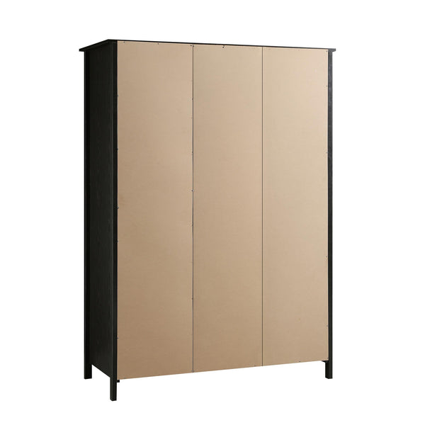Frances Rattan Triple Wardrobe with 2 Drawers, Black