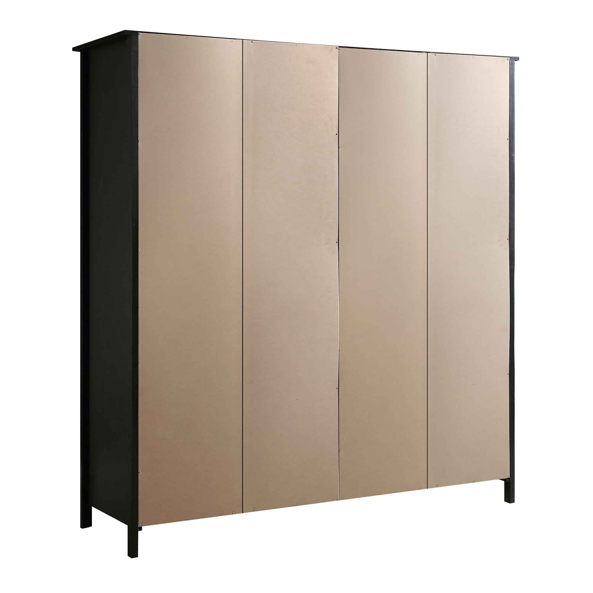 Frances Rattan 4-Door Wardrobe with 2 Drawers, Black