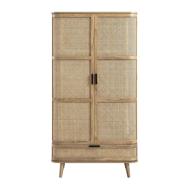 Izzy Curved Rattan Double Wardrobe, Natural