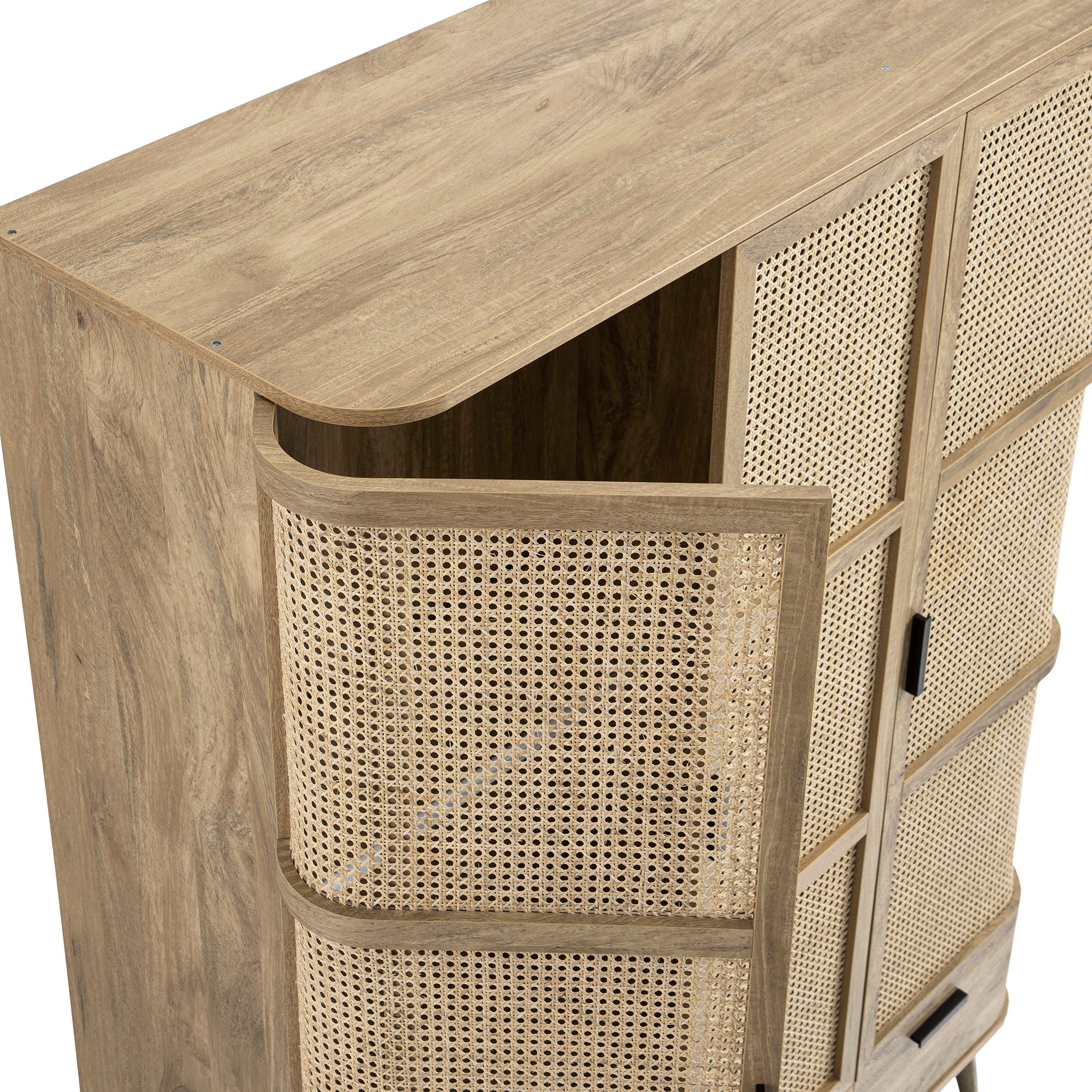 Izzy Curved Rattan Triple Wardrobe, Natural
