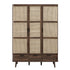 Izzy Curved Rattan Triple Wardrobe, Walnut