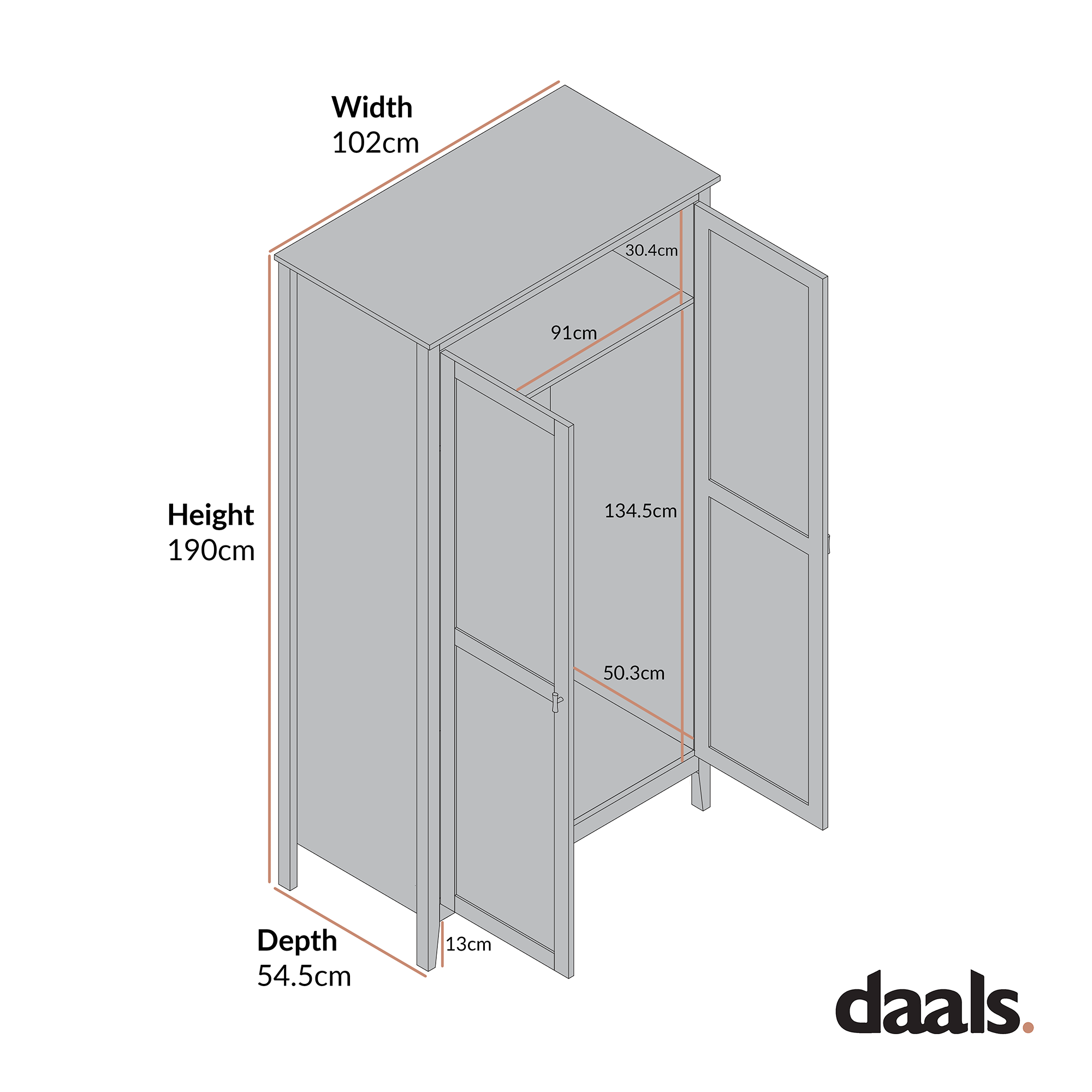 Oakham Double Wardrobe, Rattan Yellow