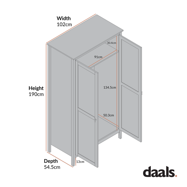 Oakham Double Wardrobe, Rattan Yellow