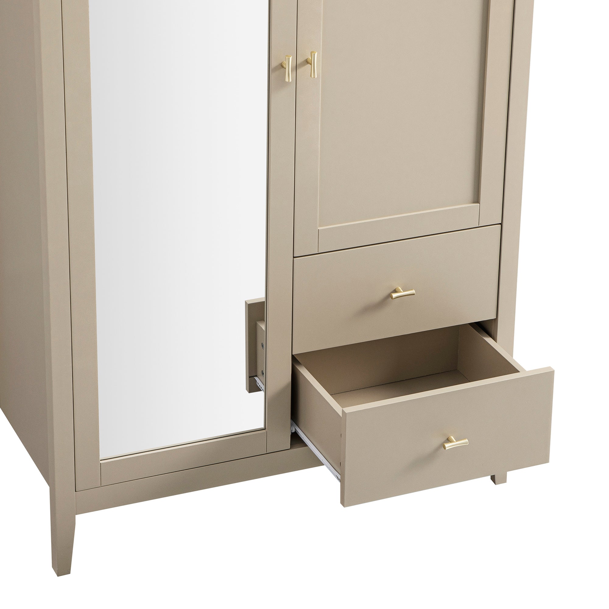 Oakham Mirrored Double Wardrobe, Deep Greige