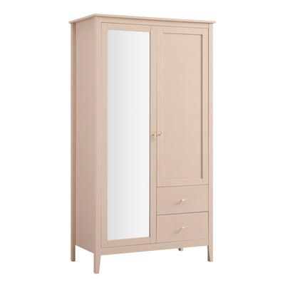 Oakham Mirrored Double Wardrobe, Nude Pink