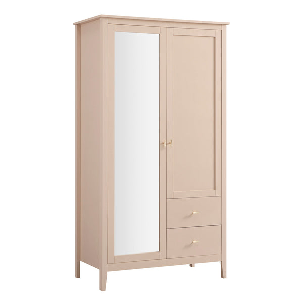 Oakham Mirrored Double Wardrobe, Nude Pink