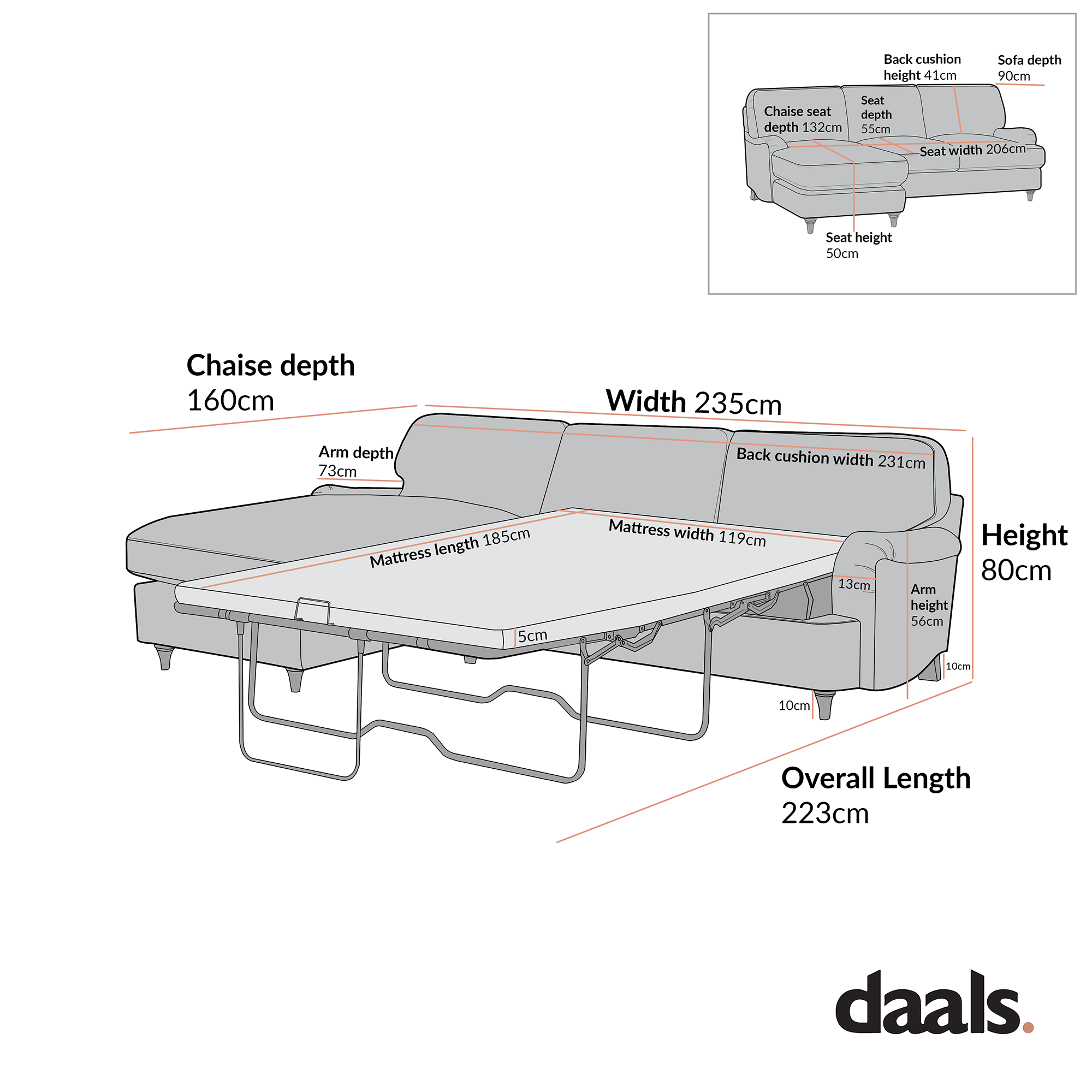 Daphnis Seaweed Velvet Sofa Bed, Grande Chaise Left Hand Facing
