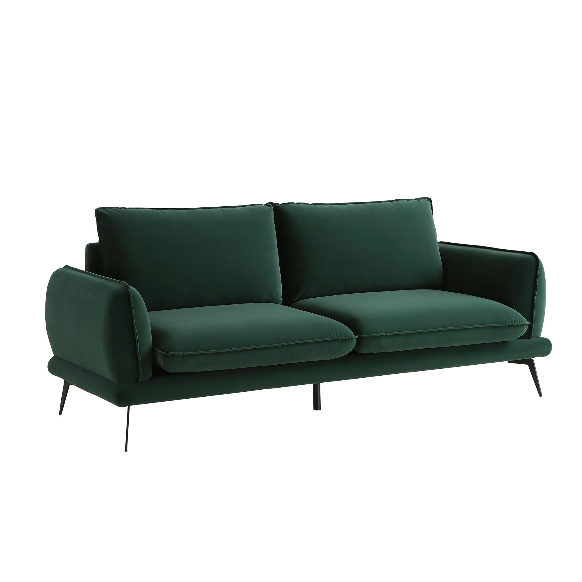Obriel Forest Green Velvet Sofa, 3-Seater