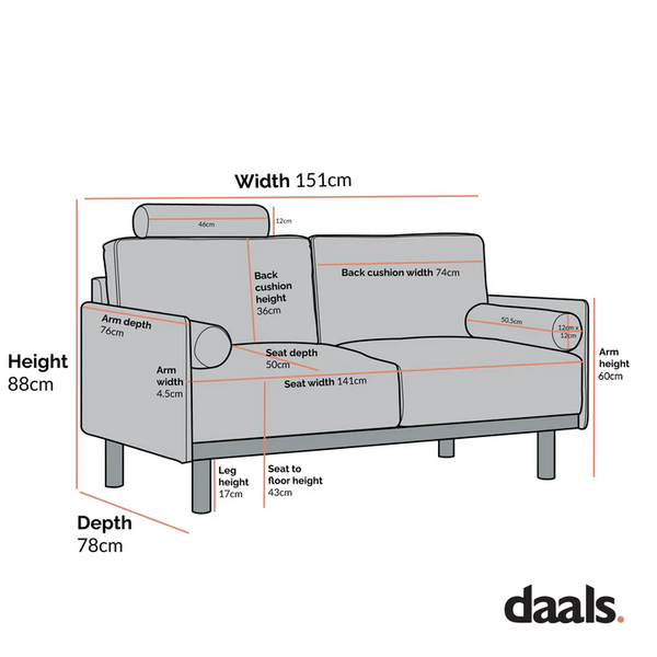 Timber Navy Blue Velvet Sofa, 2-Seater