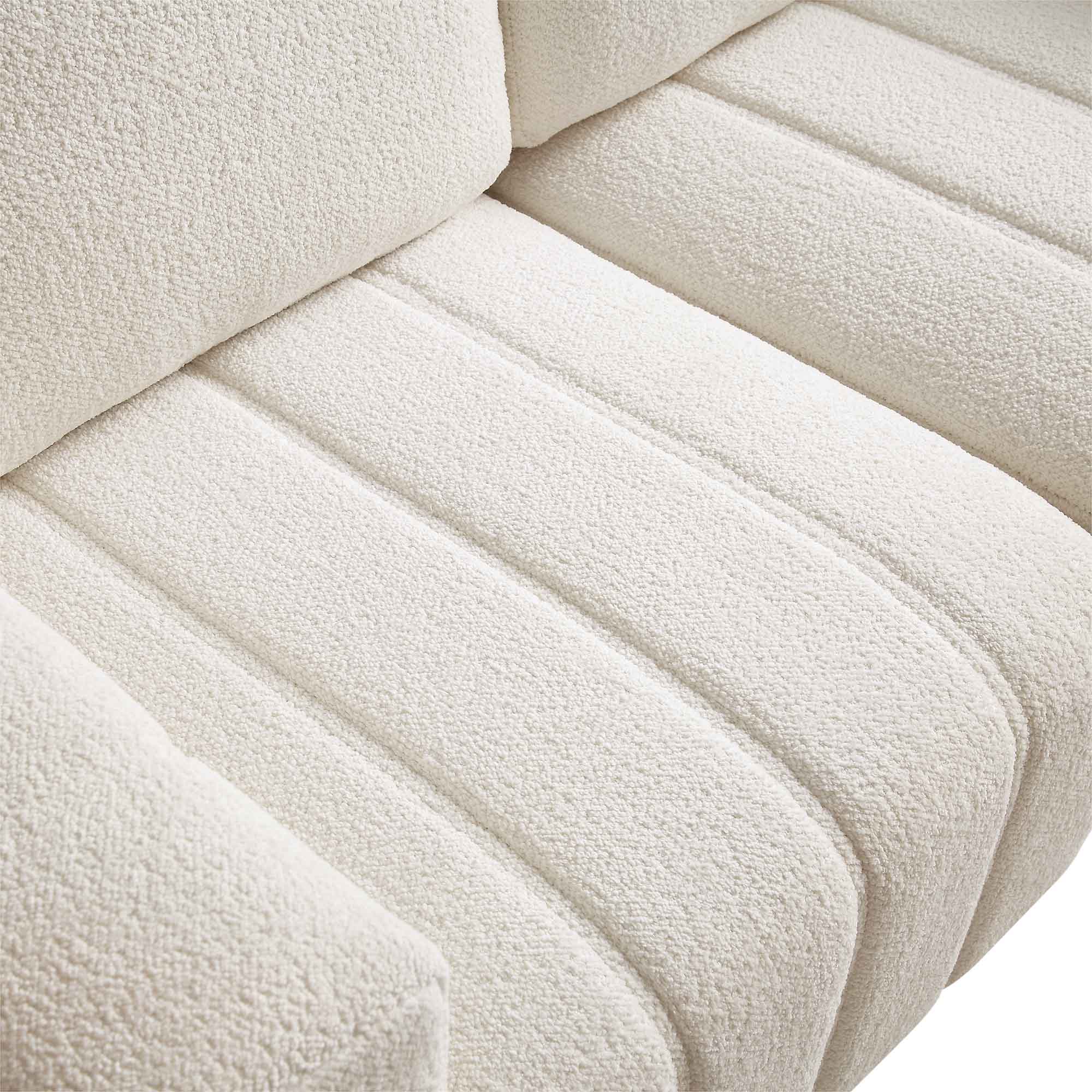 Belsize Beige Boucle Sofa with Wooden Base, 2-Seater