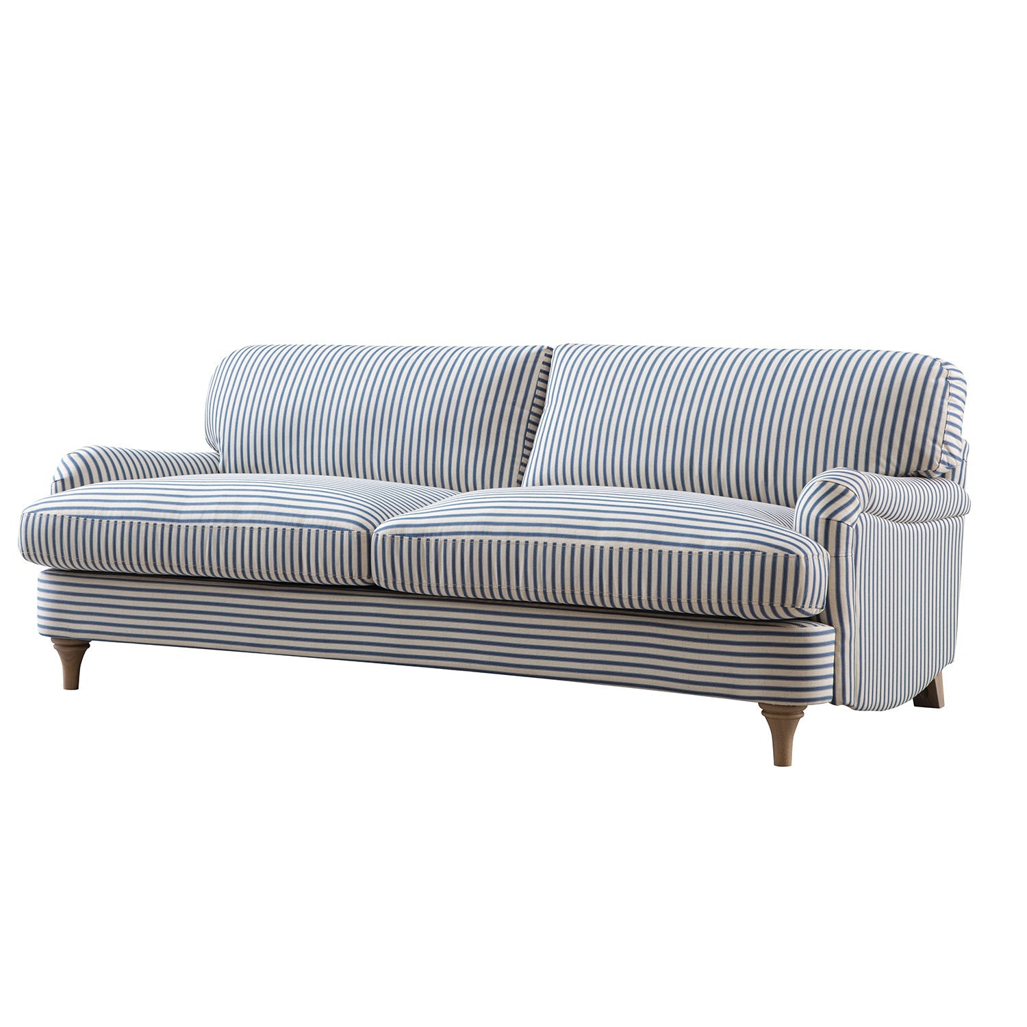 Daphnis Blue Striped Linen Blend Sofa, 3-Seater