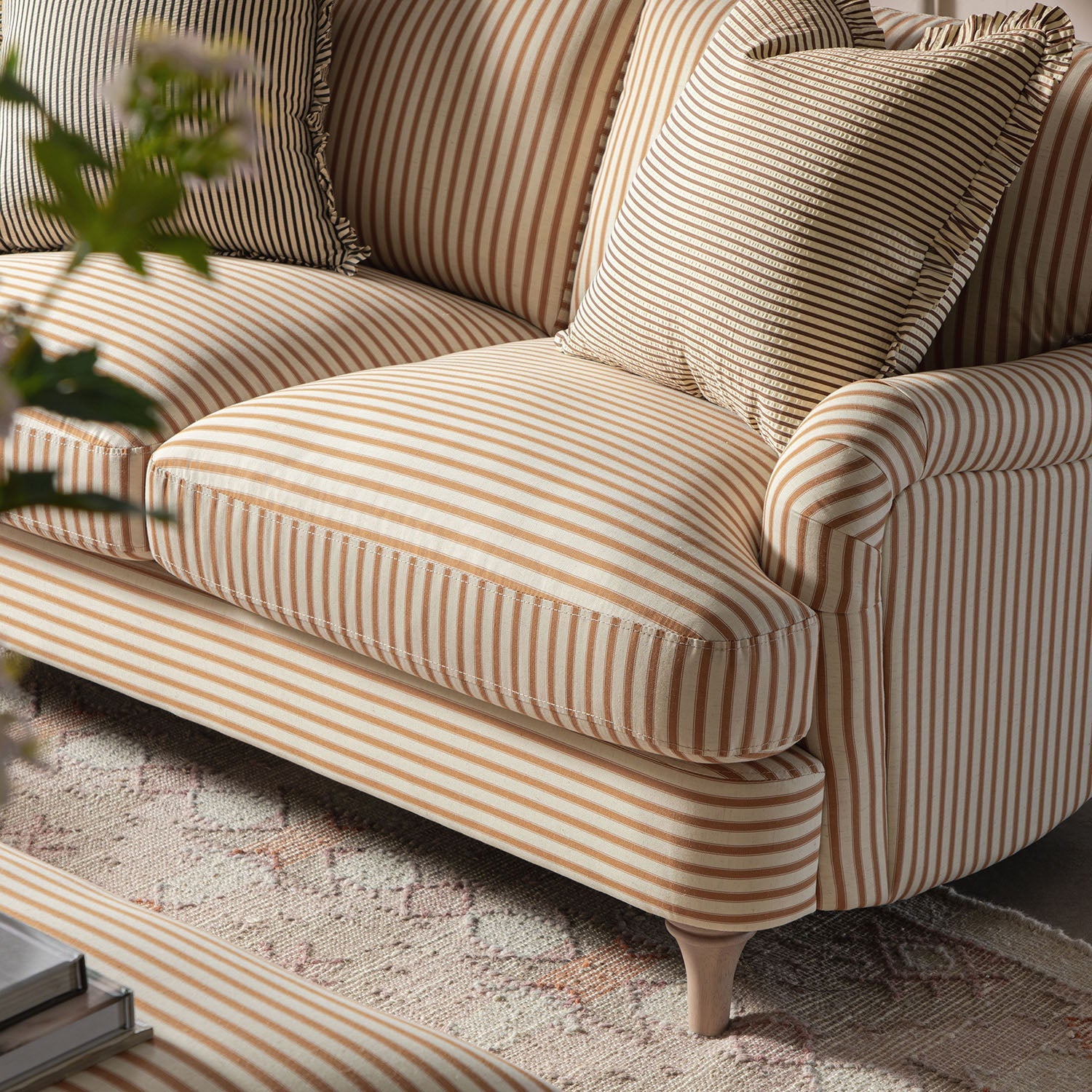 Daphnis Ochre Striped Linen Blend Sofa, 2-Seater