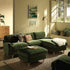 Daphnis Fern Green Velvet Sofa, Grande Chaise Sofa Right Hand Facing