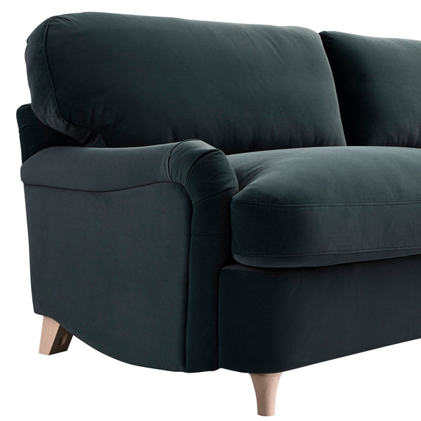 Daphnis Aegean Blue Velvet Sofa Bed, Large 3-Seater