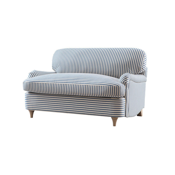 Daphnis Blue Striped Linen Blend Fabric Sofa Bed, Loveseat