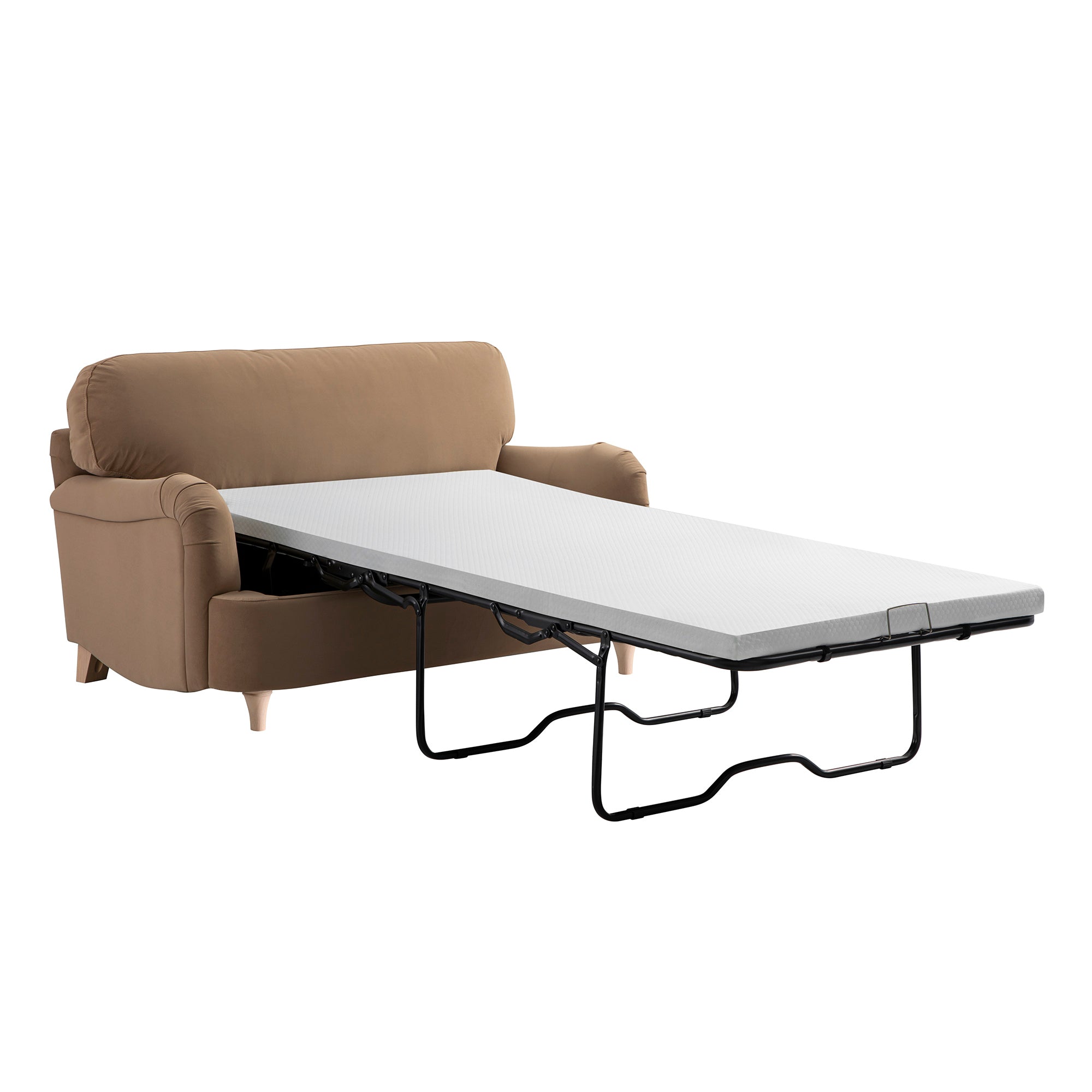Daphnis Camel Velvet Sofa Bed, Loveseat