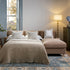 Daphnis Camel Velvet Sofa Bed, Grande Chaise Right Hand Facing