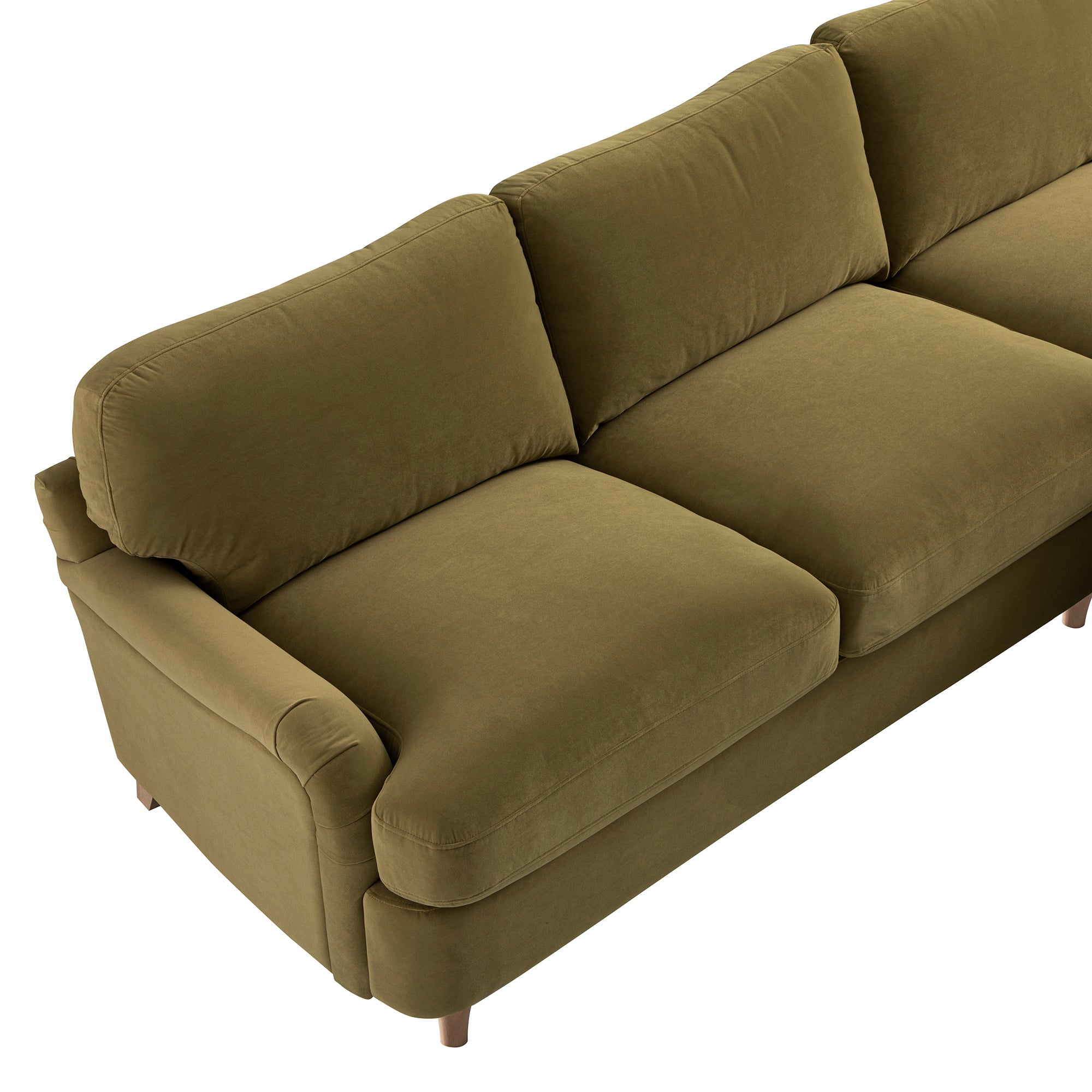 Daphnis Fudge Velvet Sofa Bed, Grande Chaise Right Hand Facing
