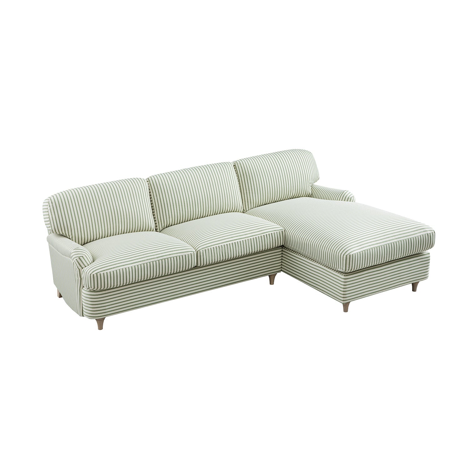 Daphnis Green Striped Linen Blend Sofa Bed, Grande Chaise Right Hand Facing