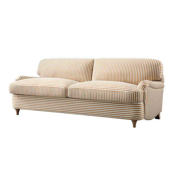 Daphnis Ochre Striped Linen Blend Sofa Bed, Large 3-Seater