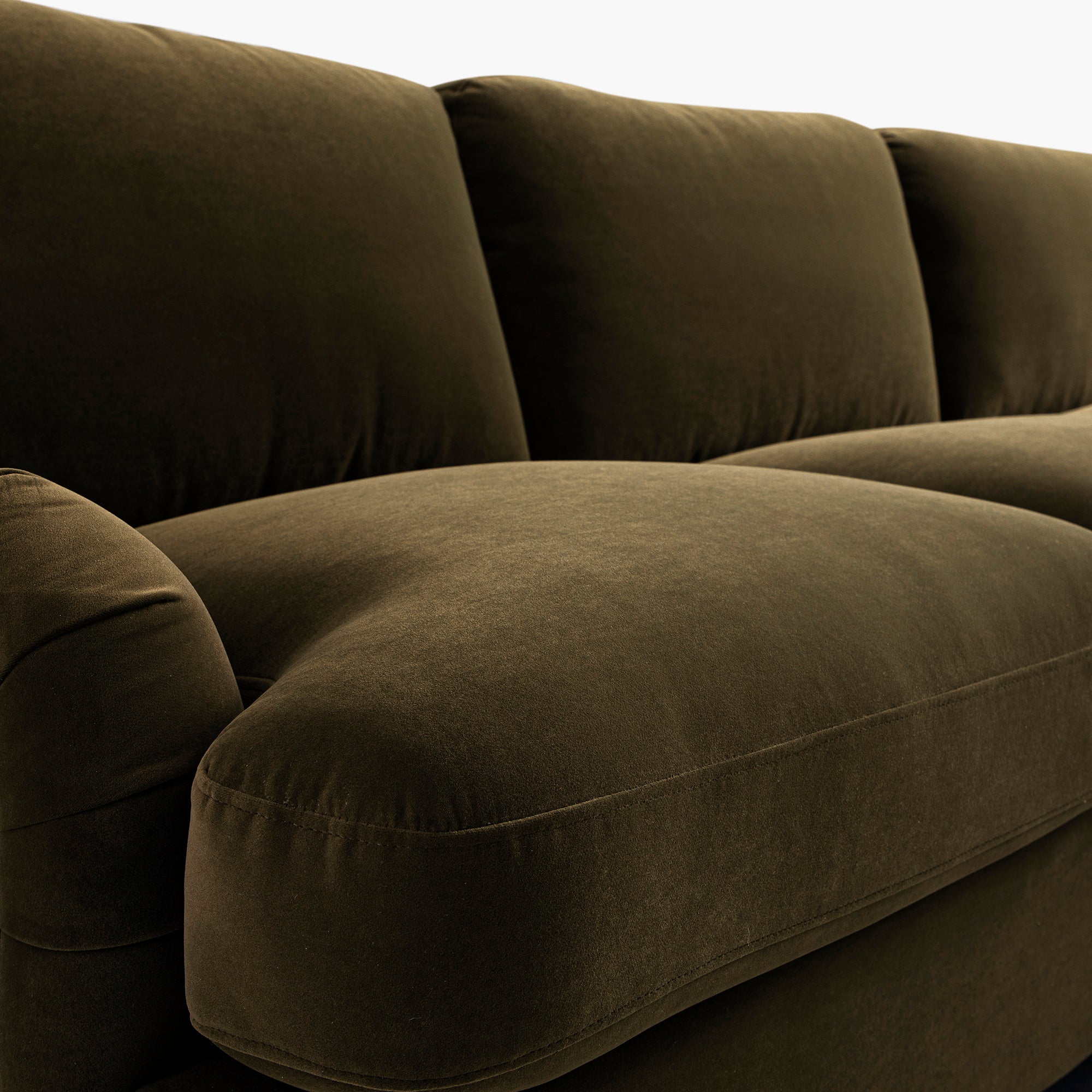 Daphnis Seaweed Velvet Sofa Bed, Grande Chaise Right Hand Facing