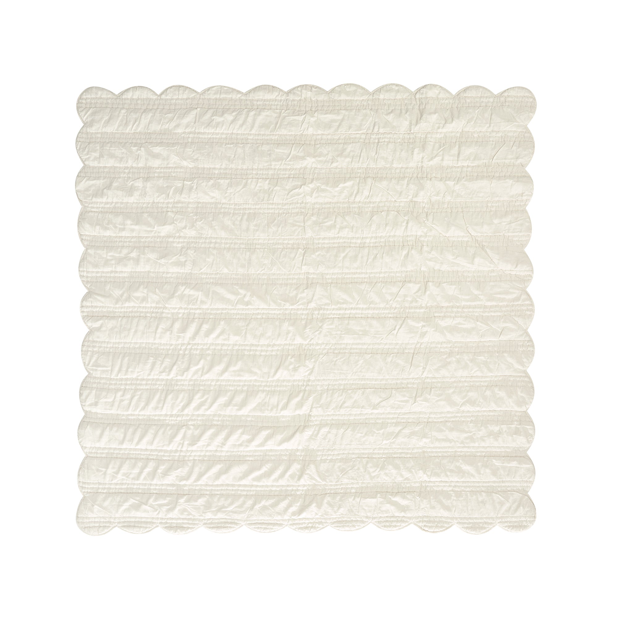 Matilda Cream Scallop Quilted Linen Blend Bedspread