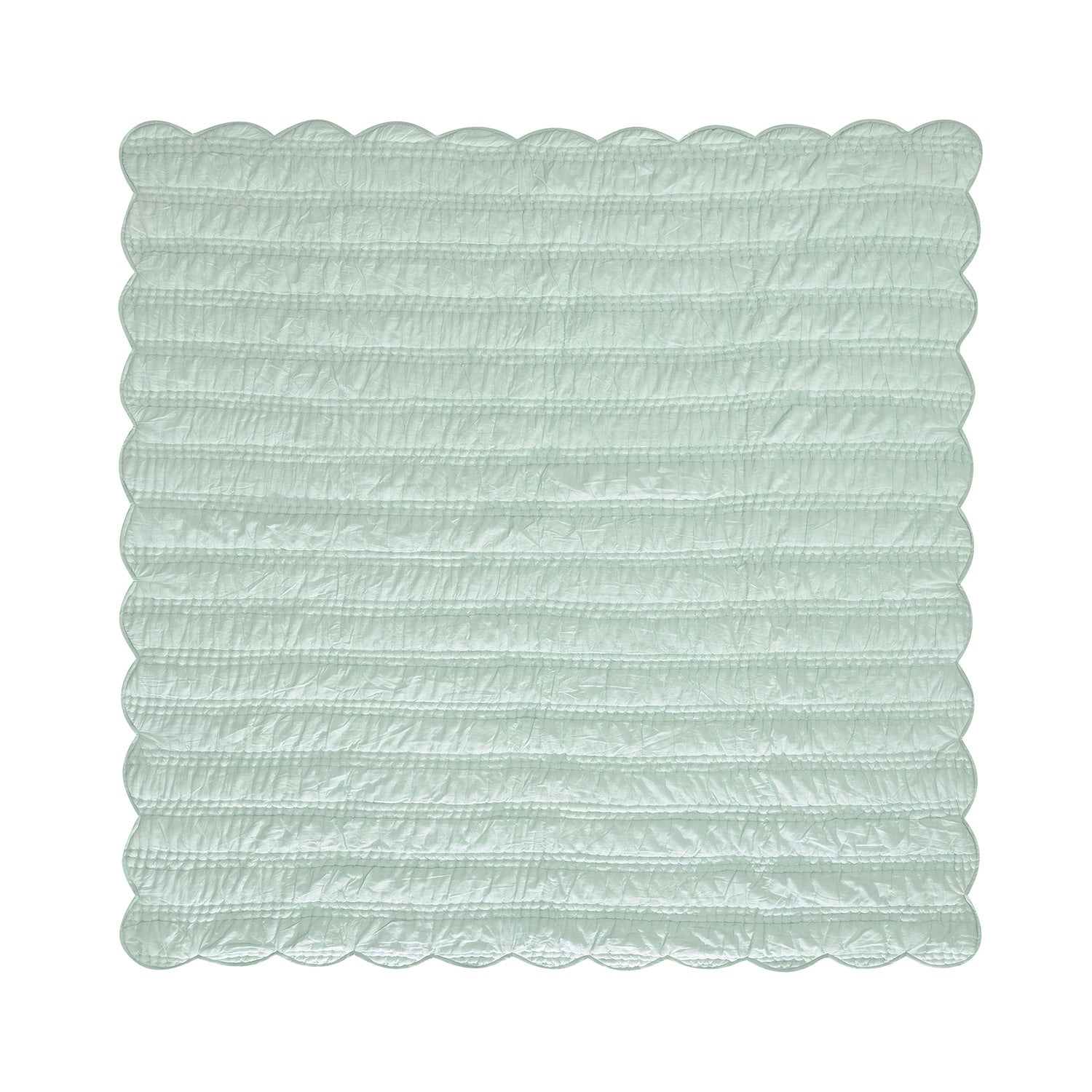 Matilda Seafoam Green Scallop Quilted Linen Blend Bedspread