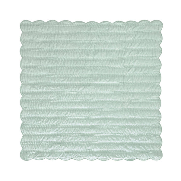 Matilda Seafoam Green Scallop Quilted Linen Blend Bedspread