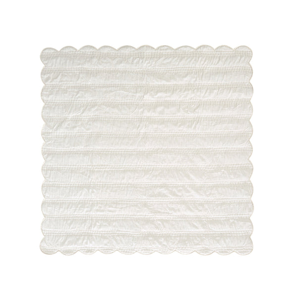 Matilda White Scallop Quilted Linen Blend Bedspread