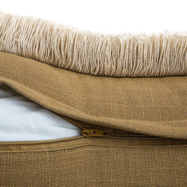 Baja Abstract Tan Fringe Cushion