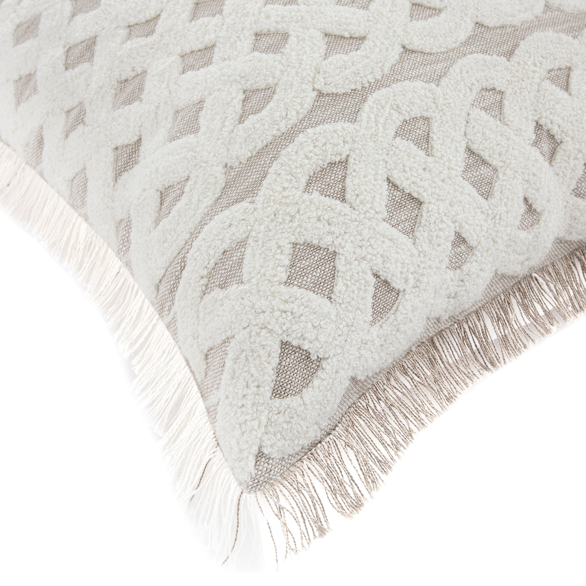Bloomsbury Lattice Grey Crewelwork Wool Embroidered Cushion